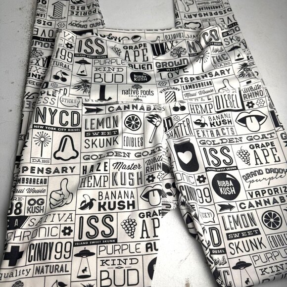 Native Roots Cannabis Strains Graphic Full-Length Leggings Sz 6 Hippie Festival - Picture 3 of 5